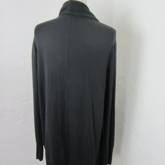 Athleta Open Front Cardigan Duster L Black Draped Front Comfy Minimalist Pockets - Picture 3 of 5